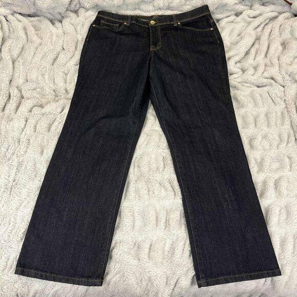 Style & Co Jeans Women 16S Bootcut Dark Wash Stretch Denim Mid Rise Western Boho - Picture 1 of 8